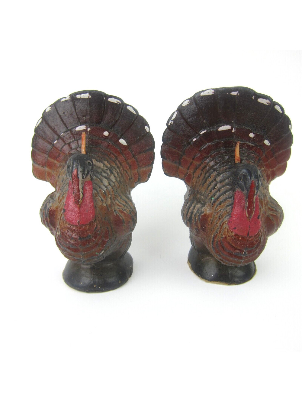 Vintage Gurley Thanksgiving Turkey Candles Set of 2 Fall Autumn Table Decor